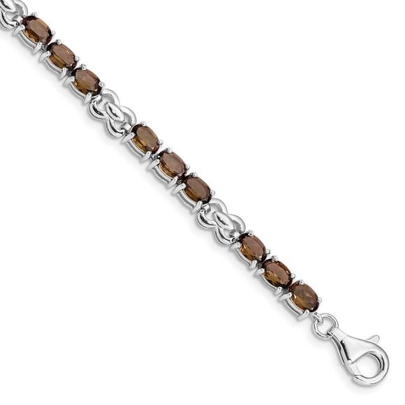 Kazi Luxury Sterling Silver Rhodium-plated Smoky Quartz Bracelet